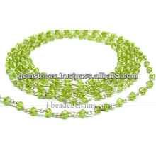 Sterling Silver Natural Paridot Rondelle Faceted Beaded Chain, Venda Por Atacado Gemstone Jewelry Supplier